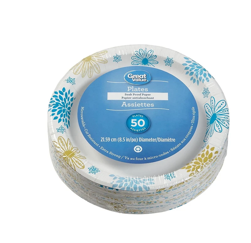 Assiettes en papier Great Value