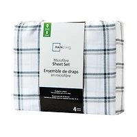 Ensemble de draps en microfibre doux et facile d'entretien Mainstays plaid à carreaux, grand lit - Rentrée des classes!