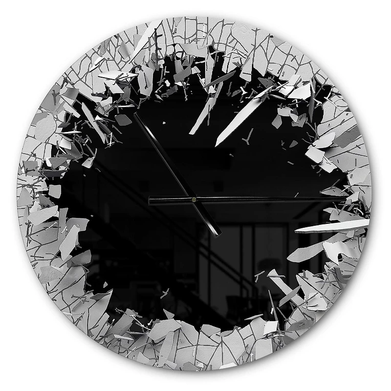Designart 'Abstract Broken Wall 3D Design ' Modern wall clock