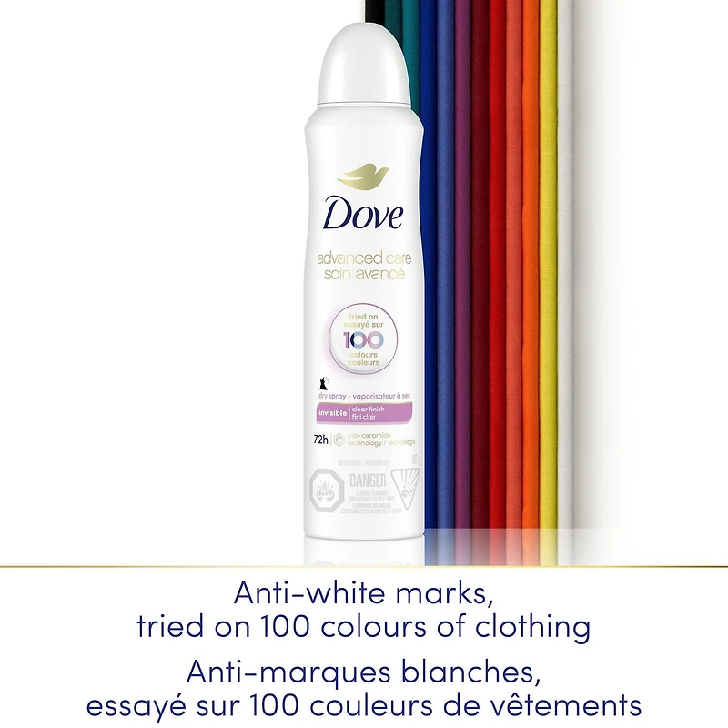 Antisudorifique en Vaporisateur à Sec Dove Soin Avancé Parfum Fini Clair, 107g Antisudorifique