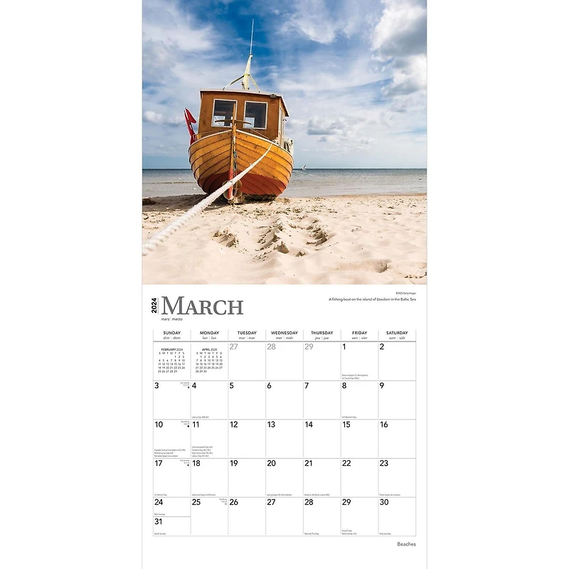BrownTrout Beaches 2024 12x24 Inch Square Wall Calendar, 9781975457853