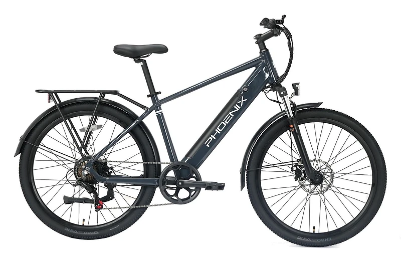 PHOENIX STEP-OVER 27,5 pouces avec suspension avant, E-Commutateur pour adultes, Gris, unisexe Portée : 25 - 40 miles