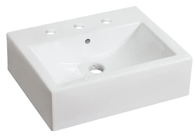 American Imaginations -in. W Above Counter White Bathroom Vessel Sink For 3H8-in. Center Drilling AI