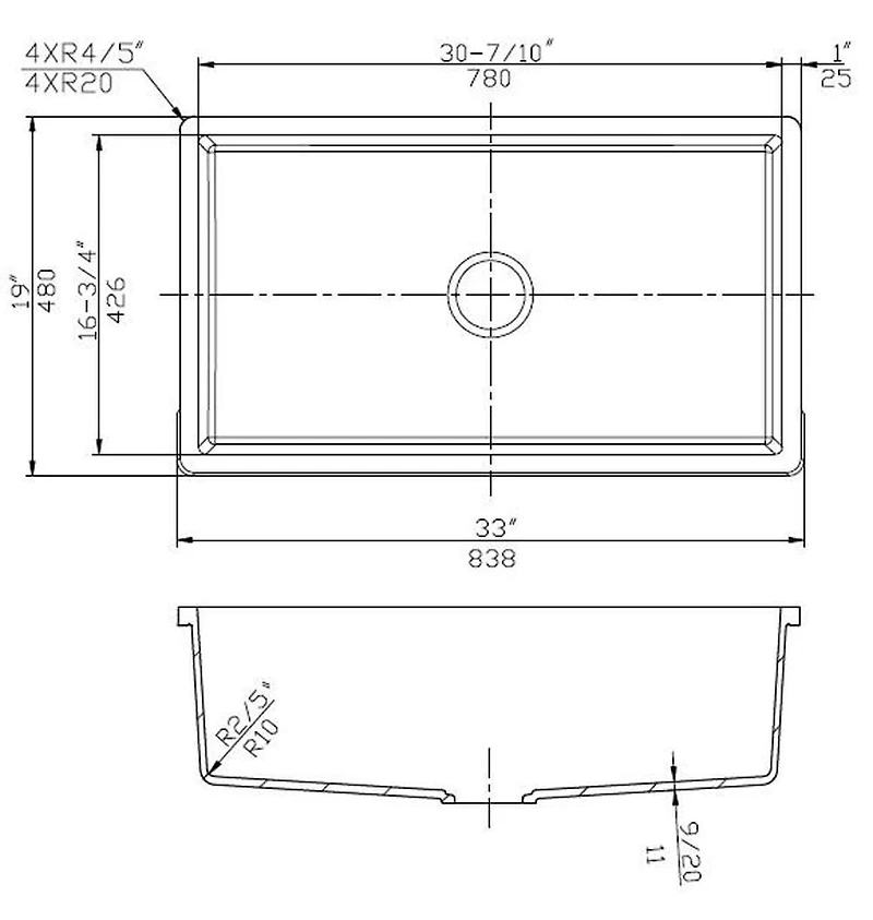 American Imaginations -in. W CSA Approved Granite Composite Kitchen Sink With Bowl AI