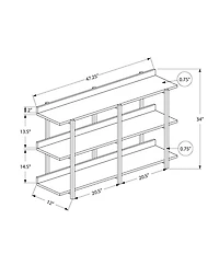 Monarch Specialties Table D'appoint, Console, Entrée, Étroit, Sofa, Salon, Chambre À Coucher, Métal, Stratifié, Blanc, Noir, Contemporain, Moderne