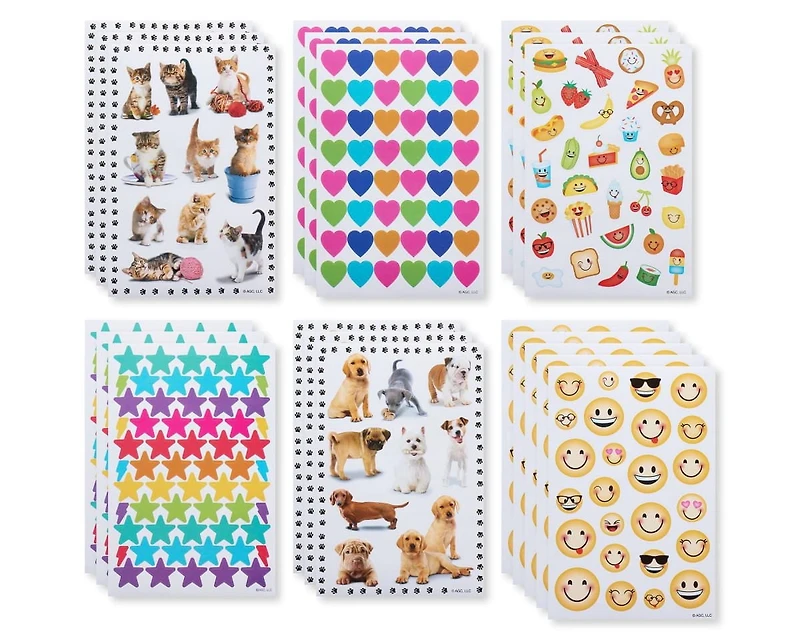 American Greetings - Autocollants pour enfants, formes assorties, animaux et visages souriants (599 autocollants)