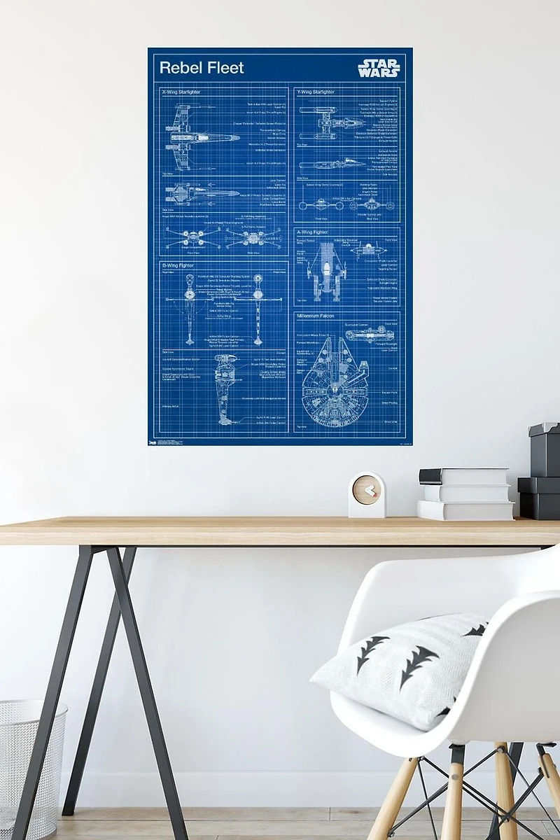 Star Wars: Saga - Rebel Blueprint Wall Poster, 22.375" x 34"