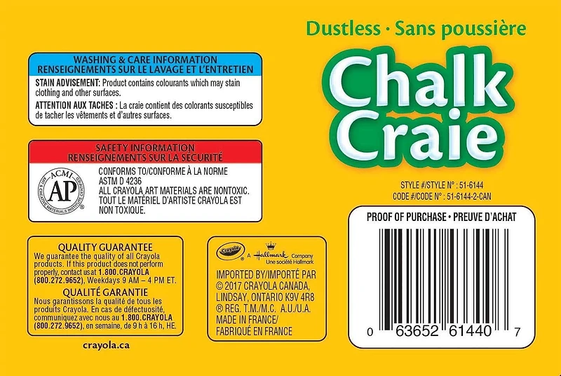 Crayola Dustless Coloured Chalk, 144 Count