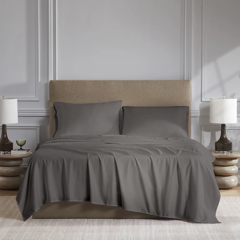 Drap plat en percale brossée 300 fils de Hometrends Taille : 1 place