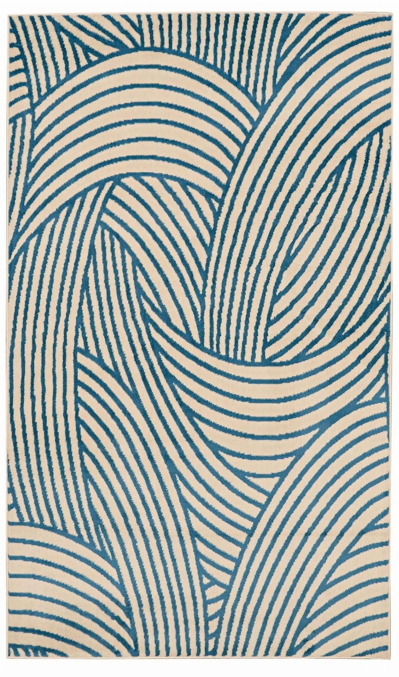 Capri Binya Bone & Blue 6' 5" x 9' 3" Area Rug