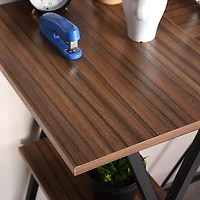 Homylin Home Office Computer Desk Writing Study Workstation with 2 Tier Storage Shelves, Industrial Style Wood Table and Metal Frame, Rustic Brown