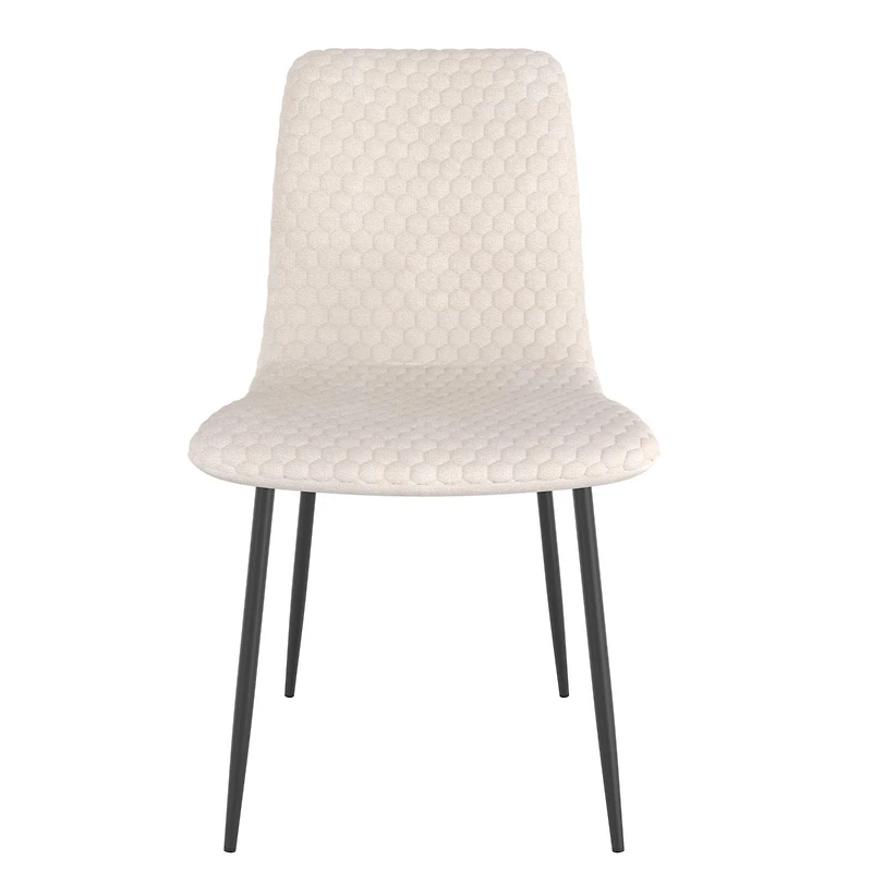 Chaise contemporaine de salle à manger en tissu et en métal, ensemble de 2 – beige et noir
