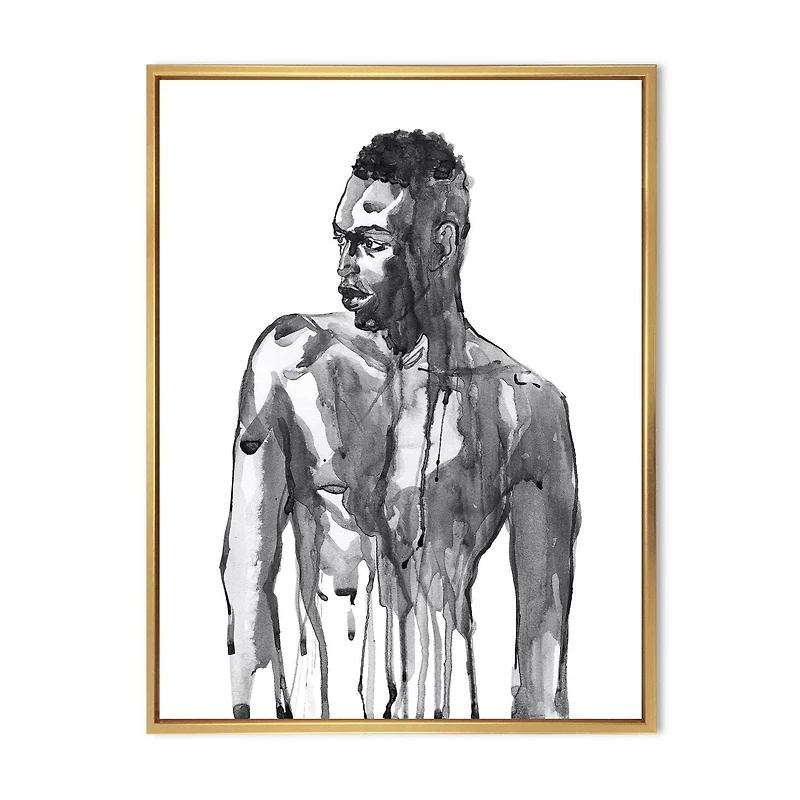 Designart Bel Homme Africain Portrait Sur Blanc I ART MURAL À CADRE FLOTTÉ