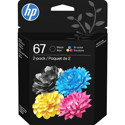 HP 67 - 2-pack - black, color (cyan, magenta, yellow) - original - ink cartridge - for Deskjet 27XX, 28XX, 41XX, 42XX; DeskJet Plus 41XX; ENVY 60XX, 64XX; ENVY Pro 64XX