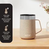 Tasse en acier inoxydable Contigo Streeterville avec couvercle anti-éclaboussures, 414 ml (14 oz), gobelet isotherme avec poignée pour café et thé, sucre roux paquet de 1