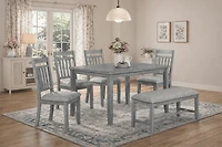 K-Living Luke Solid Wood 6PCS Dining Set (Table with 4 Chairs and Bench)