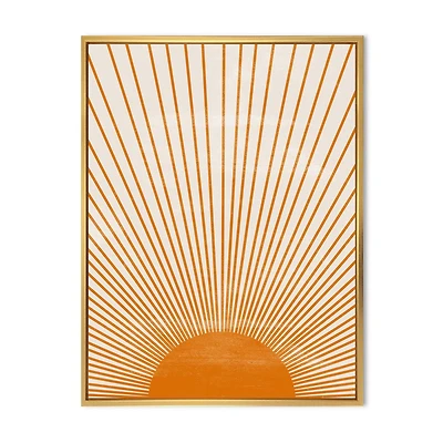 Designart Imprimé soleil orange III ART MURAL À CADRE FLOTTÉ