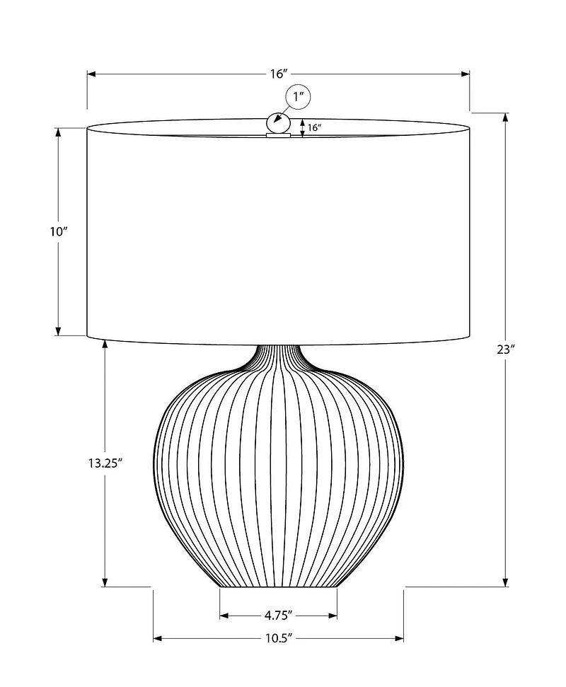 Monarch Specialties Lighting, 23"h, Table Lamp, Black Ceramic, Black Shade, Contemporary