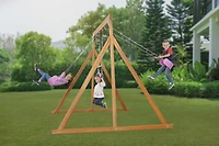 Trailside Wooden Swingset with Two Swings & Trapeze -  Available in 7 Color Options!