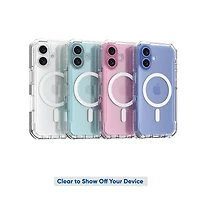 onn. iPhone 16 MagSafe Compatible Rugged Phone Case with Smartport Protection, Clear, Drop tested to 21 ft./6.4 m