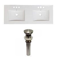 American Imaginations AI-31654 59 pouces W 18 pouces Dessus en céramique D en couleur blanche pour 3H4-in. Robinet