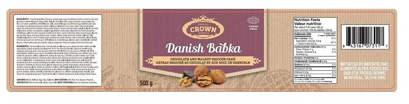 Crown Danish Babka Chocolate & Walnut in Bag 500g