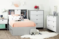 Lit rangement simple (39") 3 tiroirs Cookie, Gris clair de Meubles South Shore