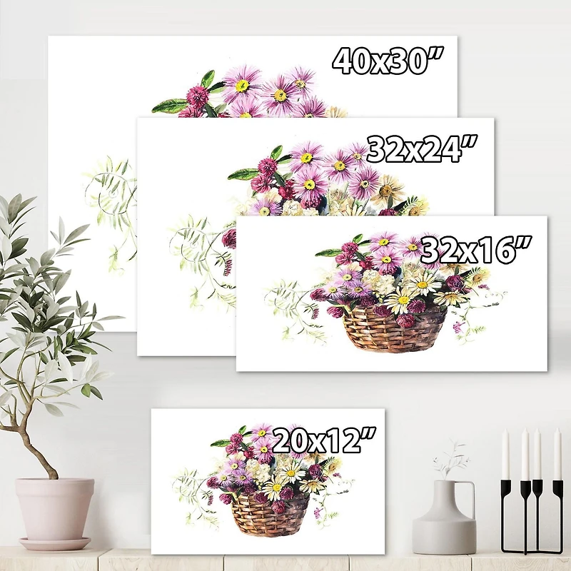 Designart Bouquet De Fleurs De Prairie Dans Le Panier Art mural sur toile