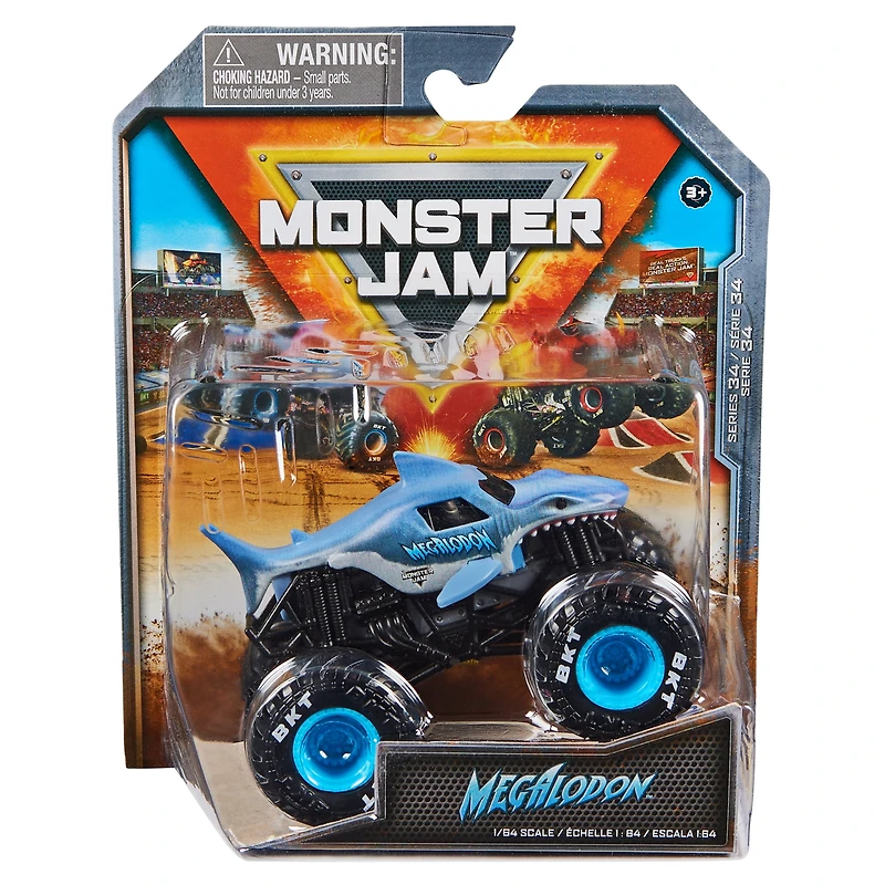 Monster Jam, Monster truck Megalodon officiel, véhicule en métal moulé, échelle 1:64, jouets pour garçons à partir de 3 ans