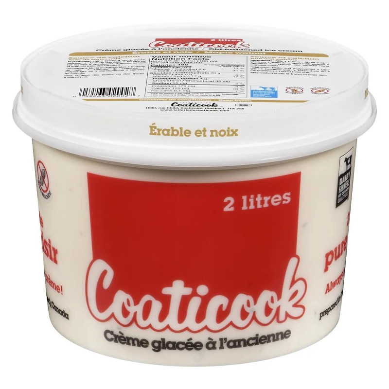 Crème glacée Coaticook érable et noix, sans arachides, sans gluten