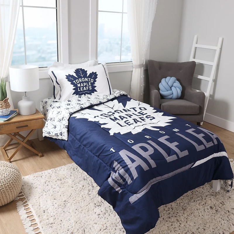 Le Maple Leafs de Toronto de la NHL Ensemble de literie simple 4 pièces