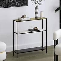 Industrial Chic Metal & Marble Console Table - Antique Gold & Black