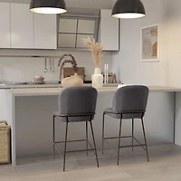 Tabouret de bar d'intérieur moderne rembourré Blakeley de CorLiving avec pieds en métal – Vendu à l'unité