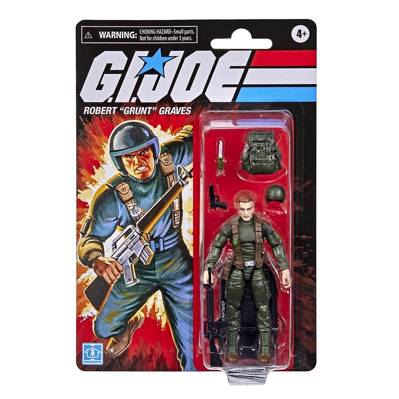 G.I. Joe Retro Robert “Grunt” Graves Toy 3.75-Inch-Scale Collectible Action Figure with Multiple Accessories, Toys for Kids Ages 4 and Up