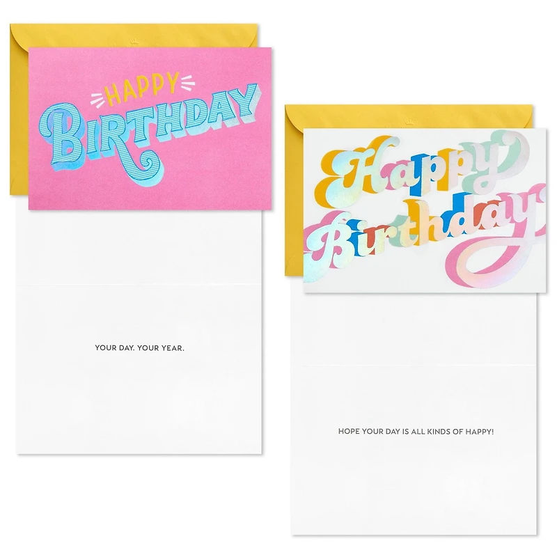 Hallmark Birthday Cards Assortment, 36 Cards with Envelopes (Pastels)