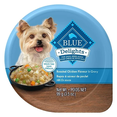 Blue Buffalo Delights Small Breed Roasted Chicken Flavor in Hearty Gravy Wet Dog Food for Adult Dogs, Grain-Free, . Cup 100g