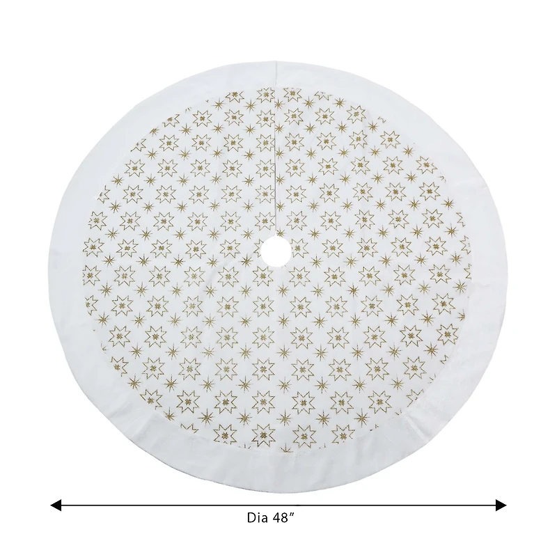 48 inch White Velvet Glitter Tree Skirt
