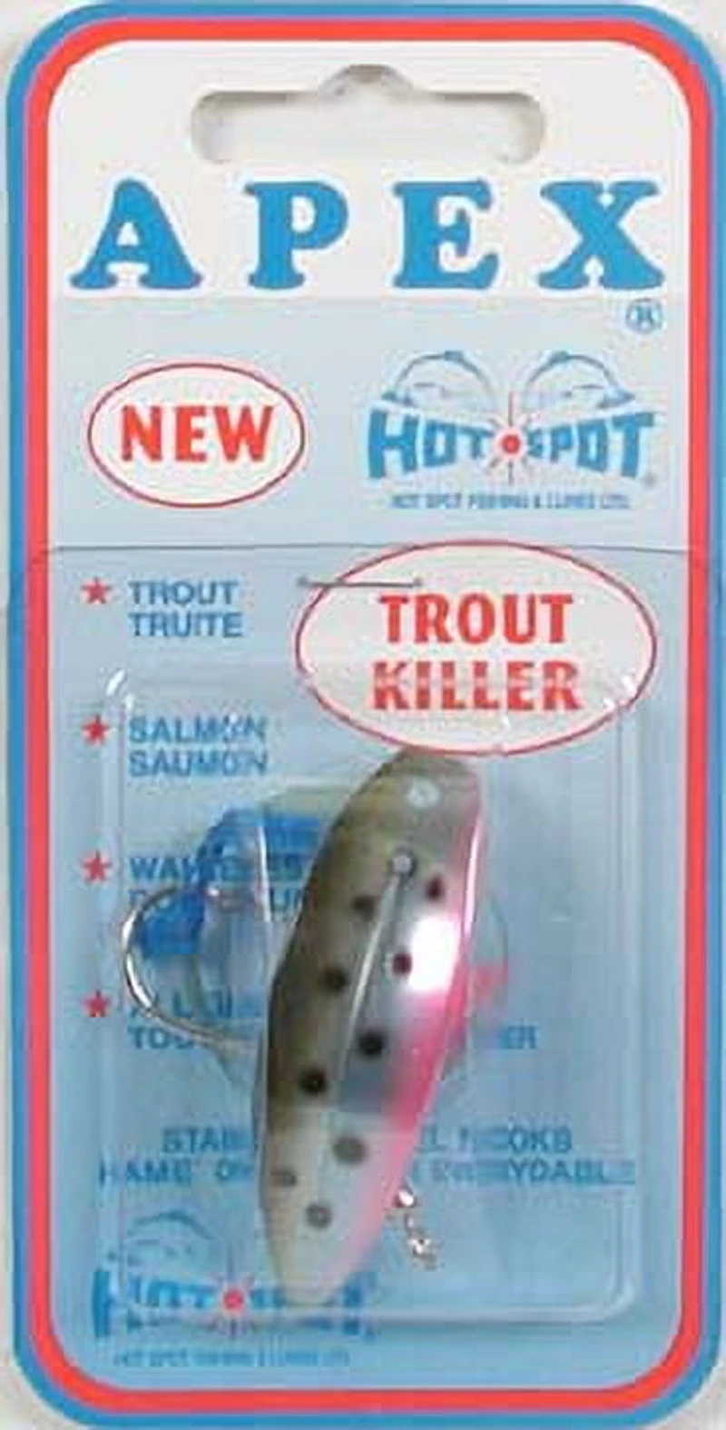 Hot Spot A2-351T RT Apex Trout Killer Leurre de pêche à la traîne 3,8 cm, hameçon Siwash 2/0, truite arc-en-ciel Conçu pour attraper la truite