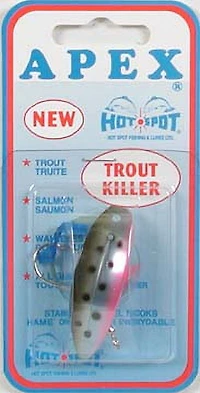 Hot Spot A2-351T RT Apex Trout Killer Leurre de pêche à la traîne 3,8 cm, hameçon Siwash 2/0, truite arc-en-ciel Conçu pour attraper la truite