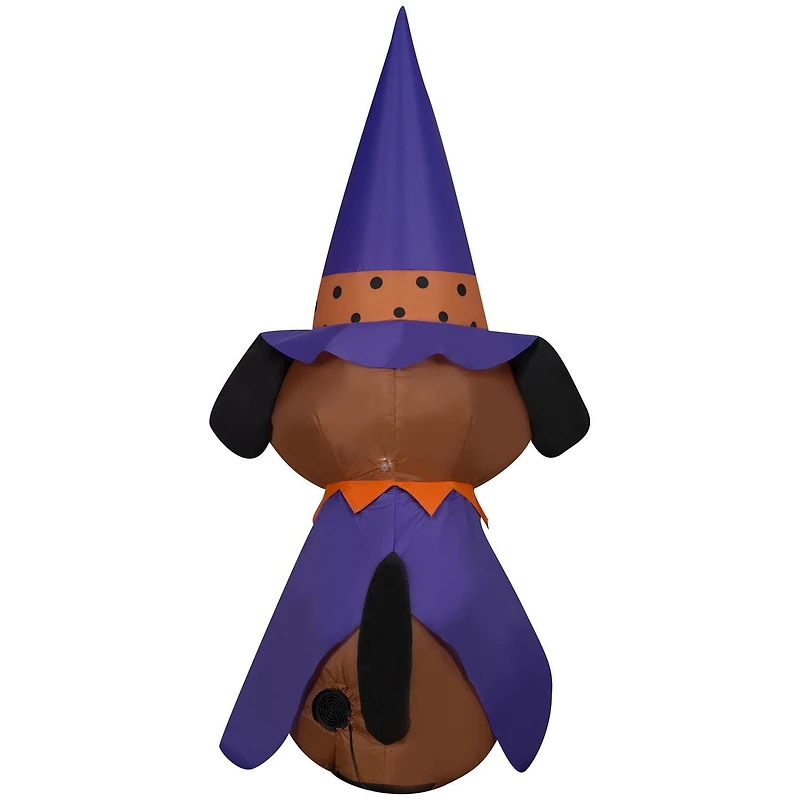 Gemmy Halloween Inflatable Dog in Witch Hat