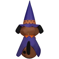 Gemmy Halloween Inflatable Dog in Witch Hat
