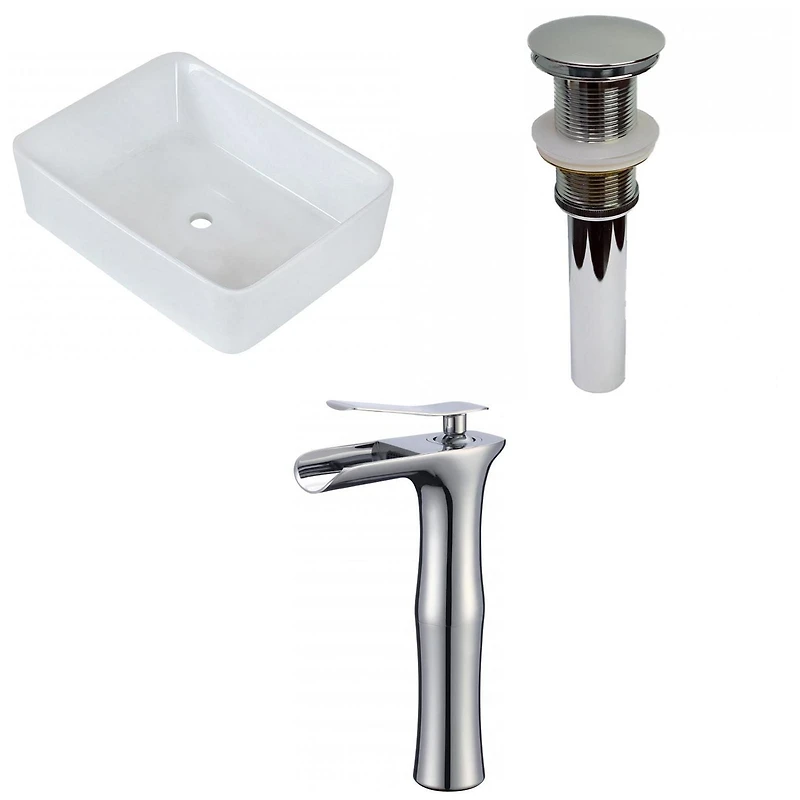 American Imaginations AI-33789 18,75 pouces Au-dessus du navire blanc de compteur de W pour le perçage de bâti de plate-forme de bâti de plate-forme