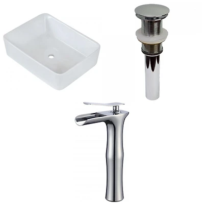 American Imaginations AI-33789 18,75 pouces Au-dessus du navire blanc de compteur de W pour le perçage de bâti de plate-forme de bâti de plate-forme