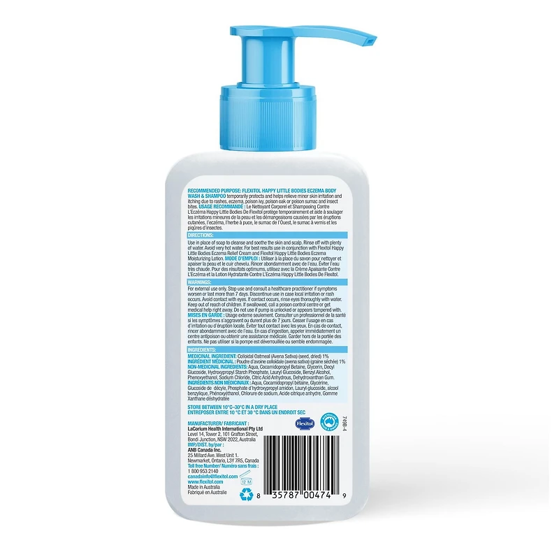 Nettoyant pour le corps et Shampooing contre l'eczéma Happy Little Bodies de Flexitol