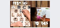 Creative Beginning Wooden Lowercase Alphabet Puzzle for Kids Ages 3-5 with Tracers & Chalkboard Base, ABC Learning Blocks Printing and Letter Matching Educational Toy