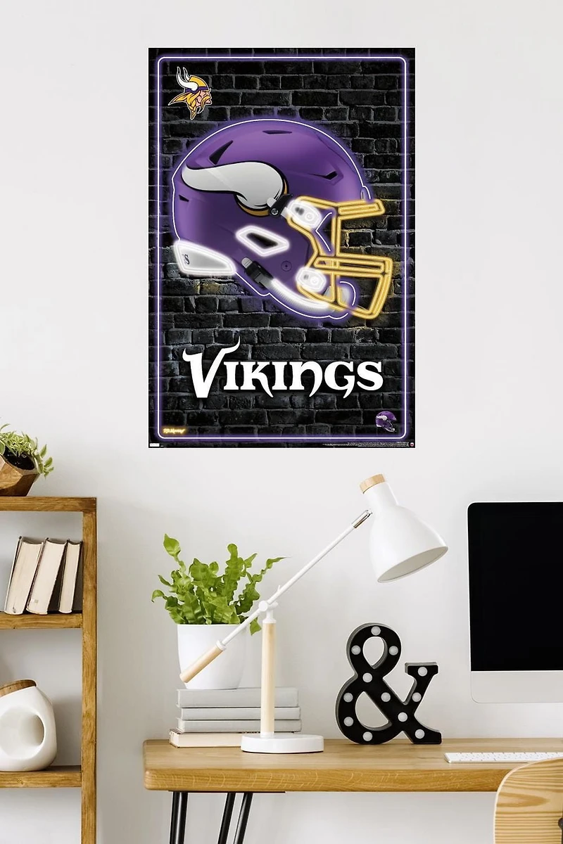 NFL Minnesota Vikings - Neon Helmet 23 Wall Poster, 22.375" x 34"
