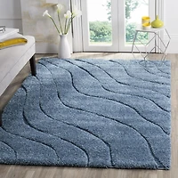 Safavieh Florida Tabitha Geometric Waves Shag Area Rug, Light Blue / Blue