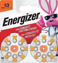 Energizer Hearing Aid Batteries Size 13, Orange Tab, 16 Pack