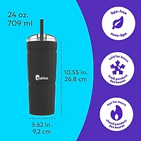 bubba Envy S Tumbler, Insulated Stainless Steel Water Bottle with Straw Lid, Licorice