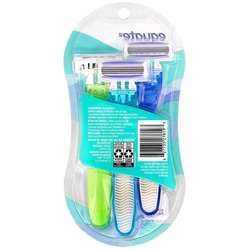 Rasoirs jetables à 4 lames pour femmes Equate 3 rasoirs